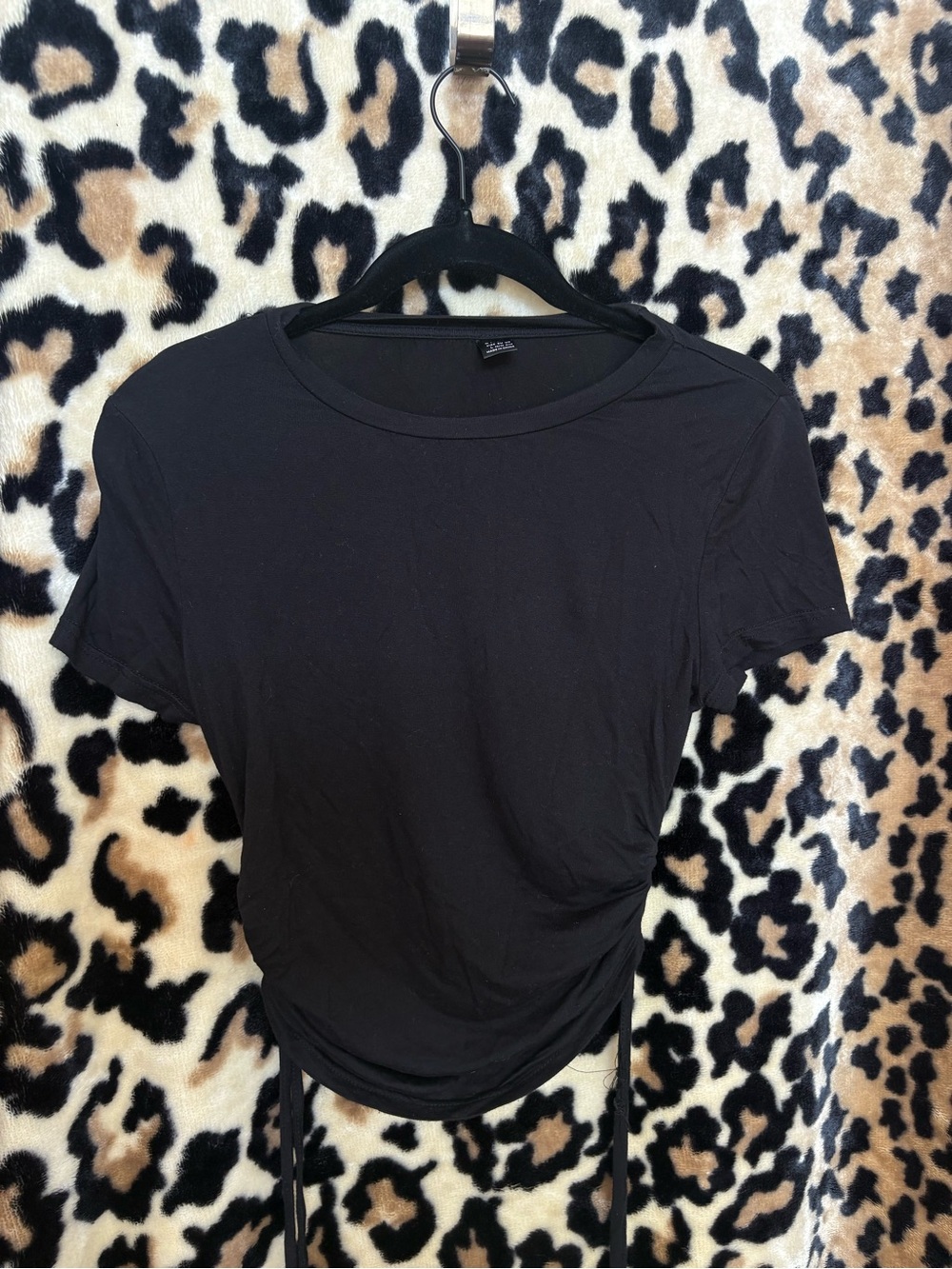 SHEIN Black Short-Sleeve Side-Tie Crop Top